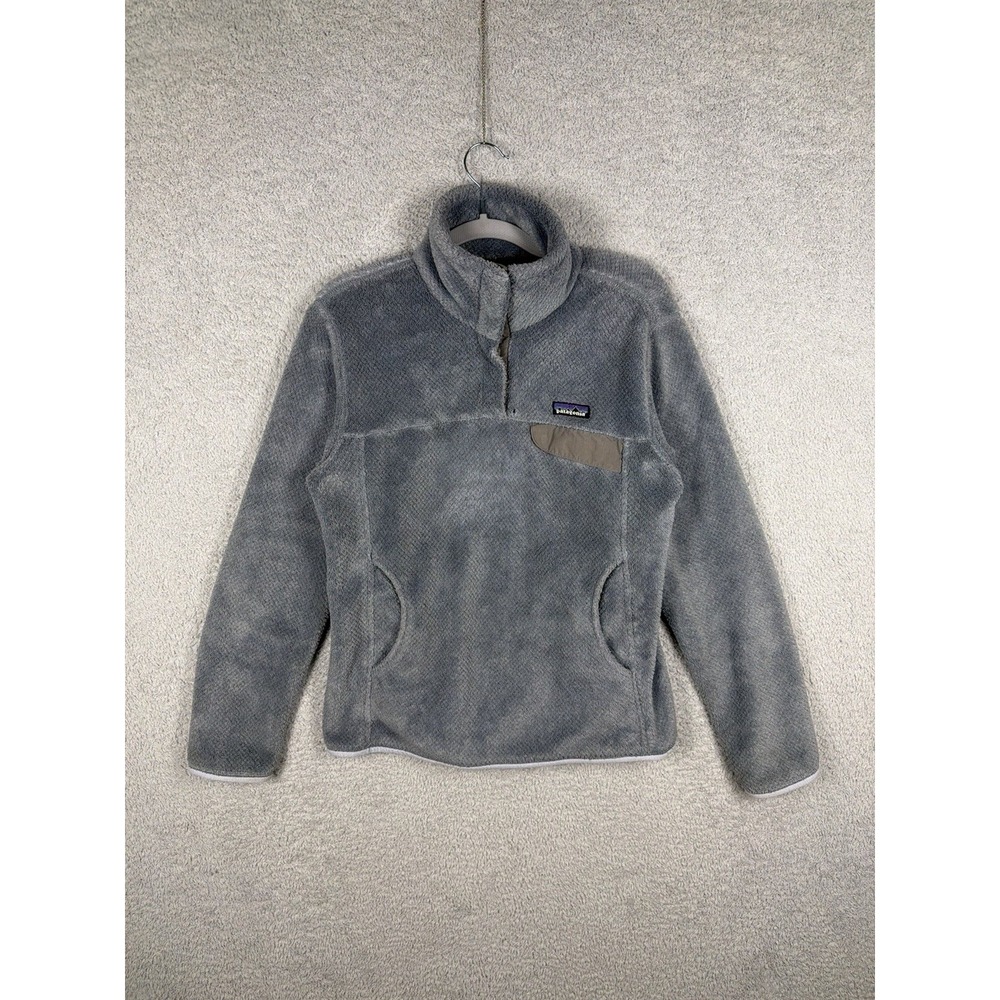 Patagonia Pullover Women's M Re-Tool Snap-T Fleece Gray, Blue Jacket Synchilla